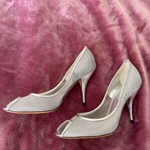 Casadei Silver Peep Toe Heels